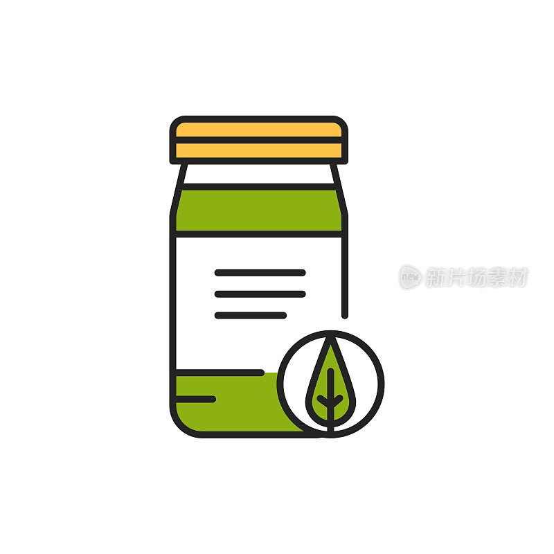 Matcha tea powder color line icon. Pictogram for web page, mobile app, promo.